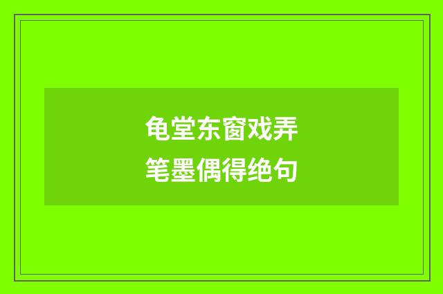 龟堂东窗戏弄笔墨偶得绝句