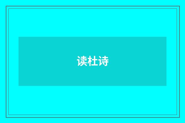 读杜诗