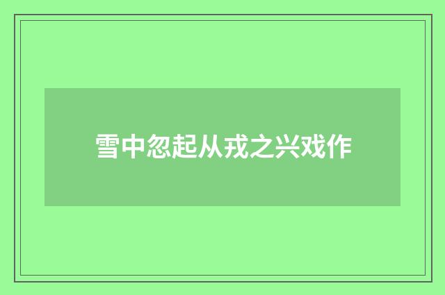 雪中忽起从戎之兴戏作