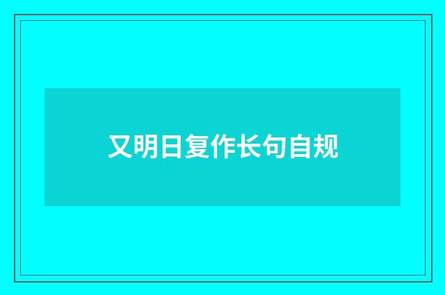 又明日复作长句自规