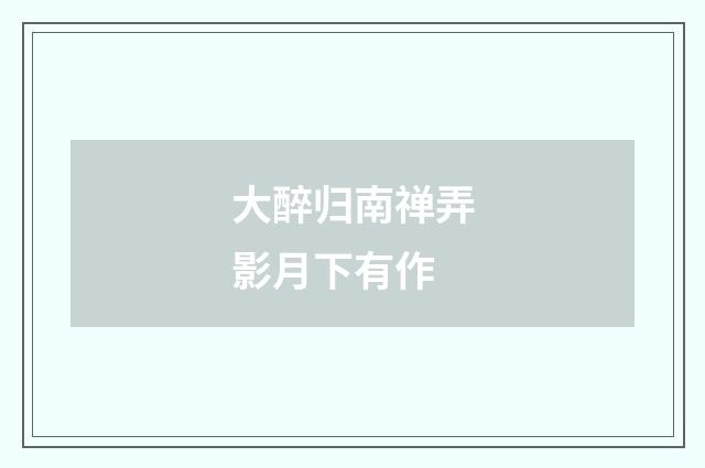 大醉归南禅弄影月下有作