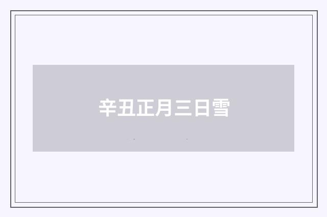 辛丑正月三日雪