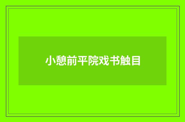 小憩前平院戏书触目