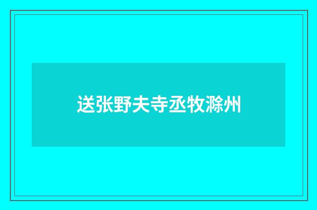 送张野夫寺丞牧滁州