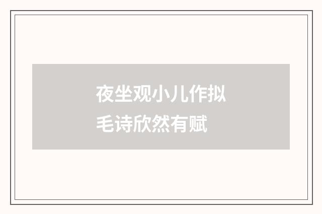 夜坐观小儿作拟毛诗欣然有赋