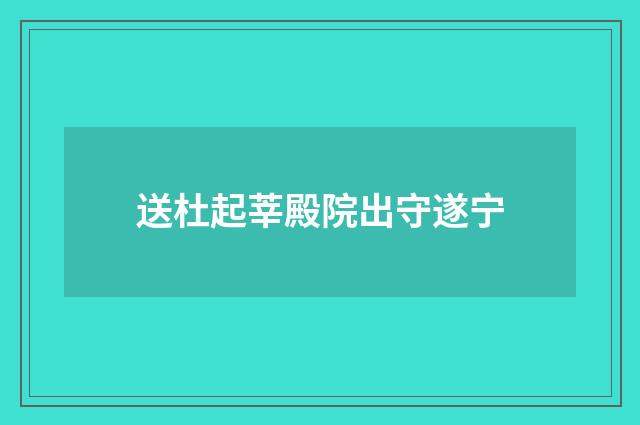 送杜起莘殿院出守遂宁