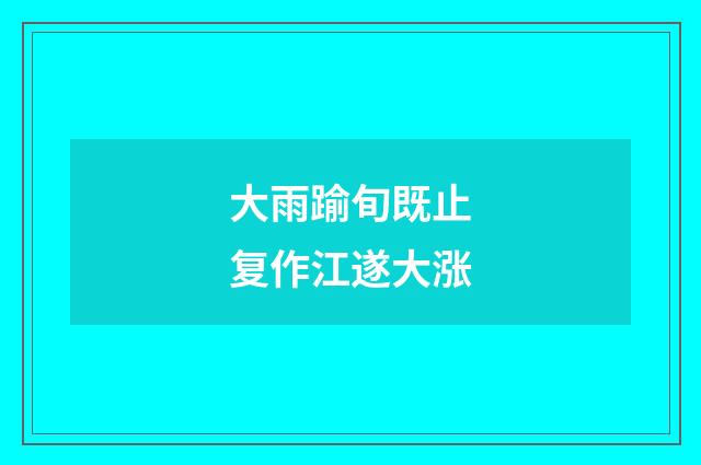 大雨踰旬既止复作江遂大涨