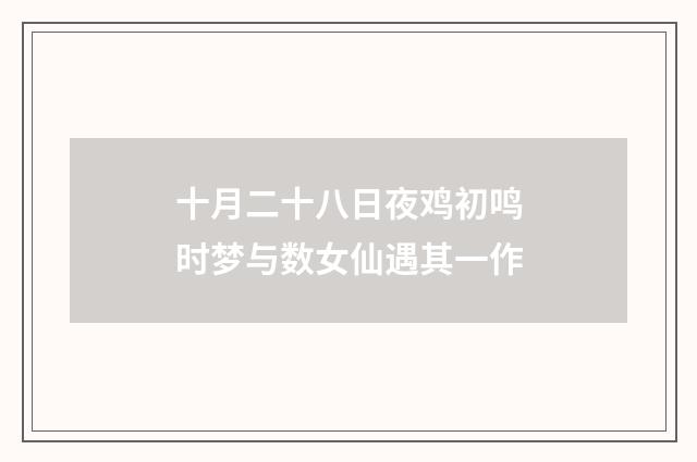 十月二十八日夜鸡初鸣时梦与数女仙遇其一作