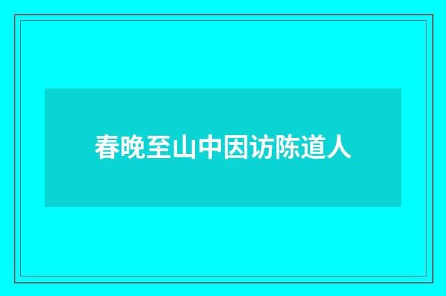 春晚至山中因访陈道人