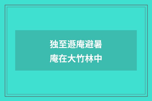 独至遯庵避暑庵在大竹林中