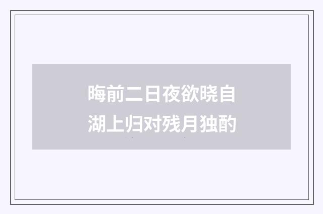 晦前二日夜欲晓自湖上归对残月独酌