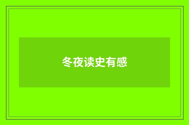 冬夜读史有感