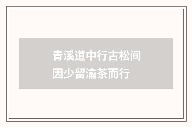 青溪道中行古松间因少留瀹茶而行