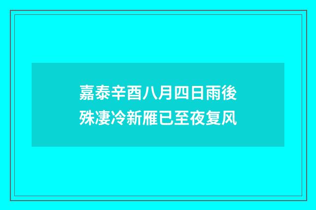 嘉泰辛酉八月四日雨後殊凄冷新雁已至夜复风