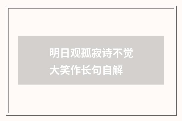 明日观孤寂诗不觉大笑作长句自解