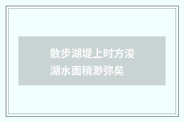 散步湖堤上时方浚湖水面稍渺弥矣