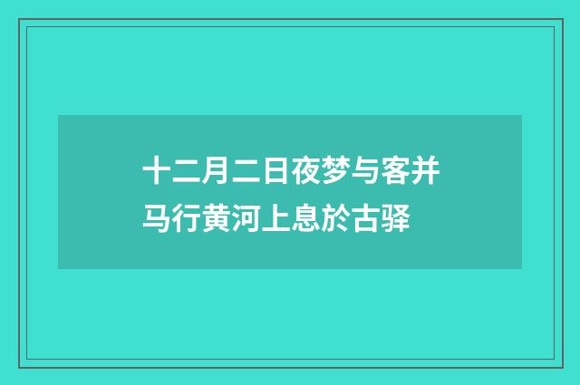 十二月二日夜梦与客并马行黄河上息於古驿