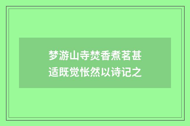 梦游山寺焚香煮茗甚适既觉怅然以诗记之