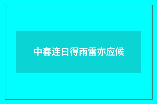 中春连日得雨雷亦应候