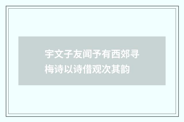 宇文子友闻予有西郊寻梅诗以诗借观次其韵