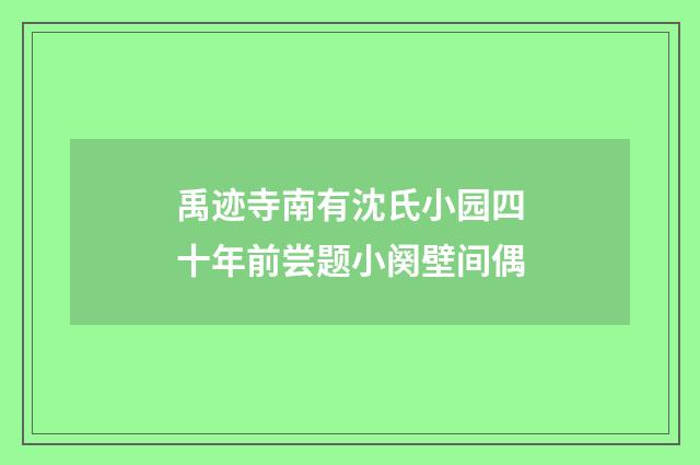 禹迹寺南有沈氏小园四十年前尝题小阕壁间偶