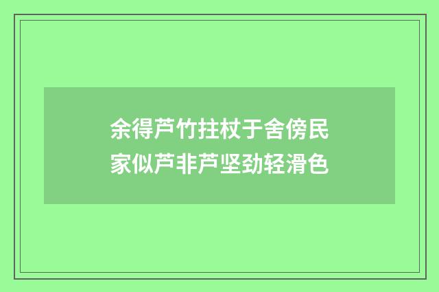 余得芦竹拄杖于舍傍民家似芦非芦坚劲轻滑色