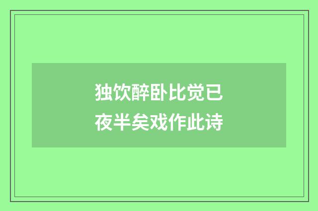 独饮醉卧比觉已夜半矣戏作此诗