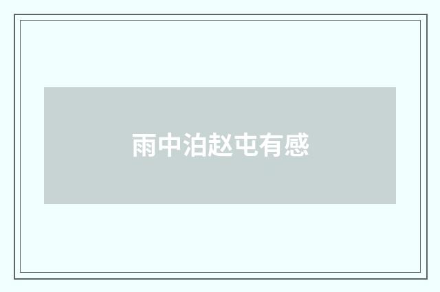 雨中泊赵屯有感
