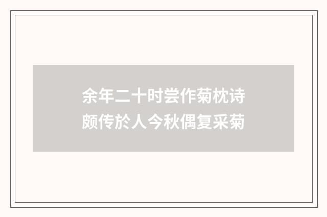 余年二十时尝作菊枕诗颇传於人今秋偶复采菊