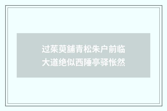 过茱萸舖青松朱户前临大道绝似西陲亭驿怅然