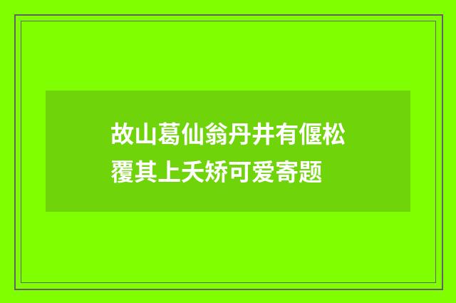 故山葛仙翁丹井有偃松覆其上夭矫可爱寄题