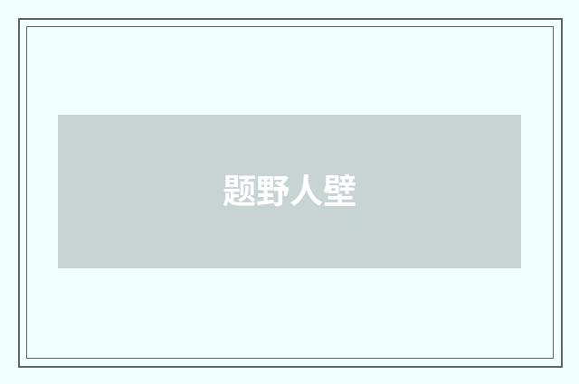 题野人壁