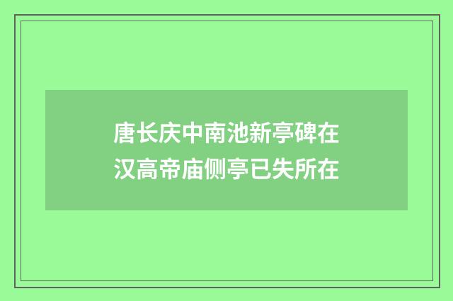 唐长庆中南池新亭碑在汉高帝庙侧亭已失所在