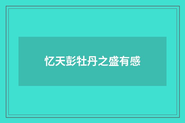 忆天彭牡丹之盛有感