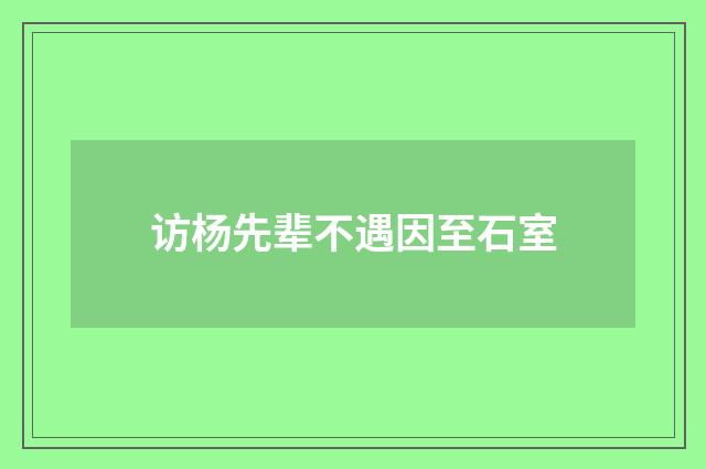 访杨先辈不遇因至石室