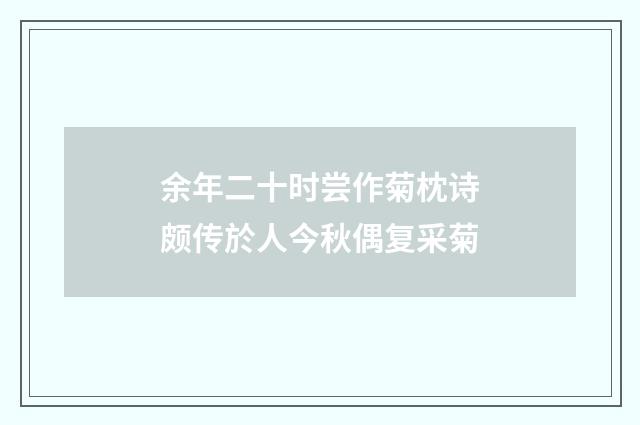 余年二十时尝作菊枕诗颇传於人今秋偶复采菊