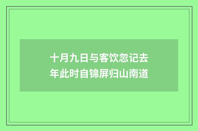 十月九日与客饮忽记去年此时自锦屏归山南道