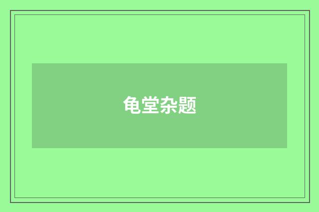 龟堂杂题