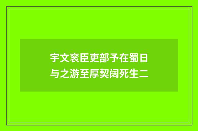 宇文衮臣吏部予在蜀日与之游至厚契阔死生二