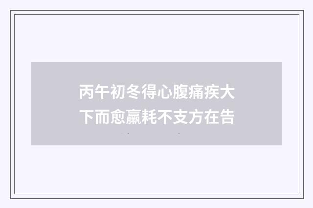 丙午初冬得心腹痛疾大下而愈羸耗不支方在告