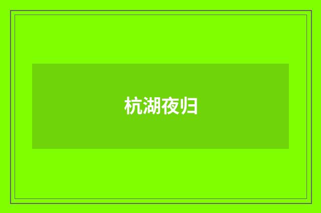杭湖夜归