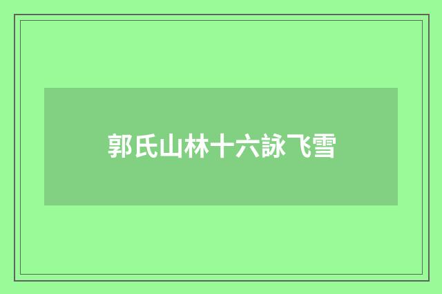 郭氏山林十六詠飞雪