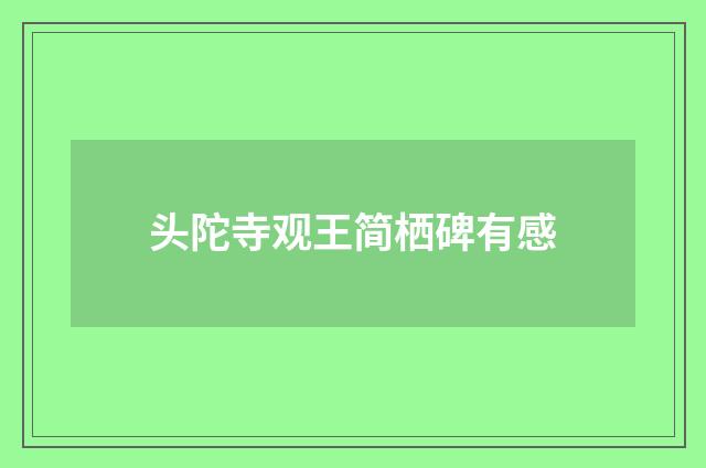 头陀寺观王简栖碑有感
