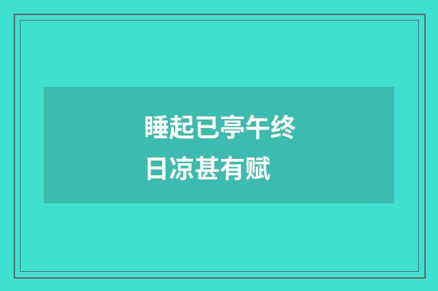 睡起已亭午终日凉甚有赋