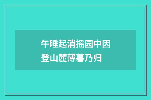 午睡起消摇园中因登山麓薄暮乃归