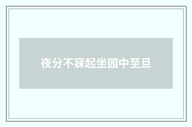 夜分不寐起坐园中至旦
