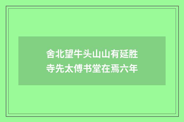 舍北望牛头山山有延胜寺先太傅书堂在焉六年