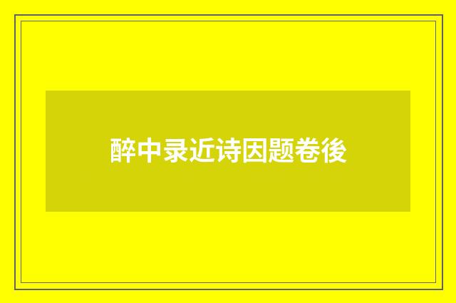 醉中录近诗因题卷後