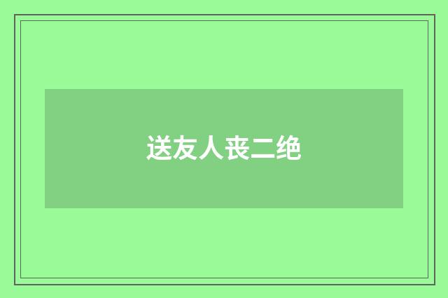 送友人丧二绝