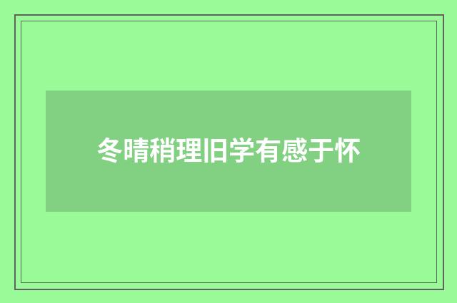 冬晴稍理旧学有感于怀